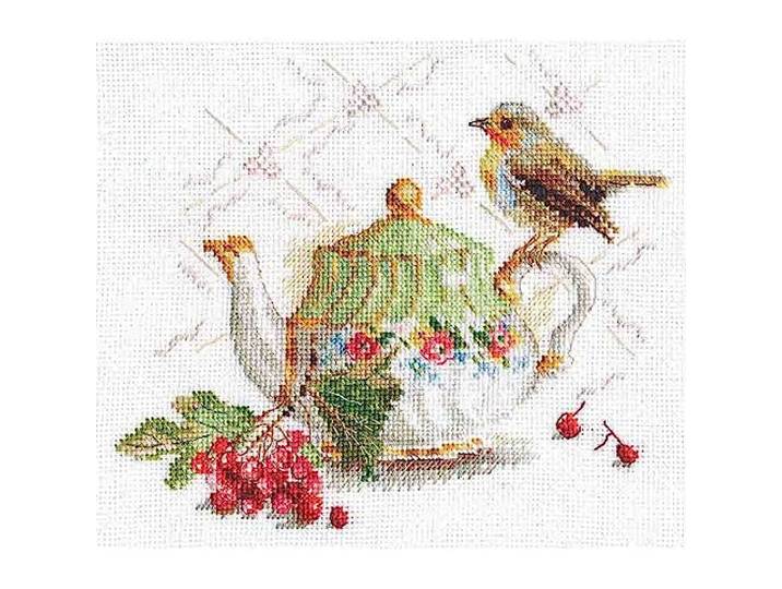 Alisa Kruissteek Kit - Vogel op Theepot