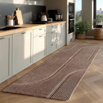 Teppich AYYILDIZ TEPPICHE "POMPEI 1612 , auch als Läufer", beige, B:80cm H:12mm L:250cm, Microfaser, Teppiche, Teppich, weiche pflegeleichte Oberfläche, Hoch-Tief-Struktur, Kurzflor