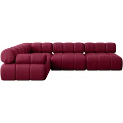 ECKSOFA modulares Sofa Mende-L2 - 285x190x70 cm Bordeauxrot Velours