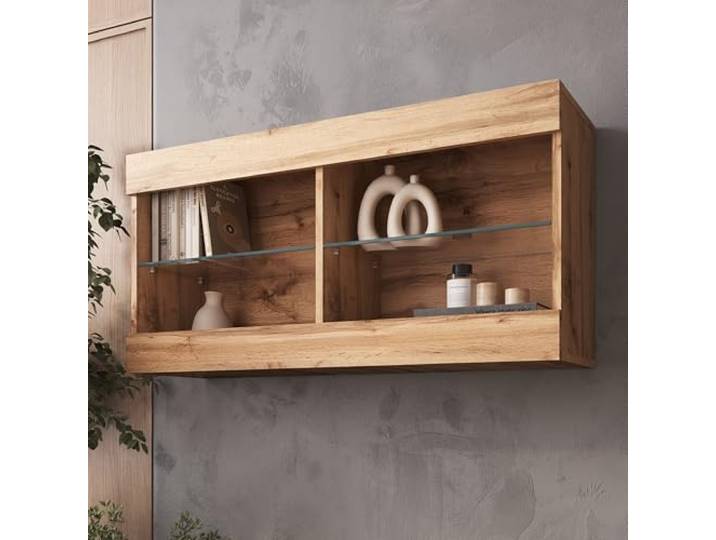 Komodee Vitrine Hängend Tivoli Horizontal Wotan/Wotan 100x50x29 cm Hängende Vitrine Tivoli Horizontal, Wotan/Wotan, Breite 100cm x Höhe 50cm x Tiefe 29cm, 2 Regalböden