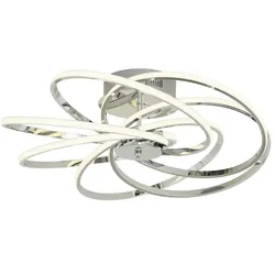 Meisterleuchten LED-Deckenleuchte  6-flammig  chrom `gedreht ́   , silber , Maße (cm): H: 21  Ø: 61