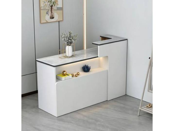 XINMAIZI L-förmiger Empfangstresen Kassenbereich Offenes Display-Lagerregal, Gewerbliche Station für Büro-Empfang(100cm/39.37in)