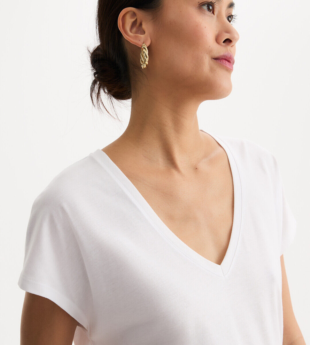 ANNE WEYBURN T-shirt col V manches courtes, coton et modal