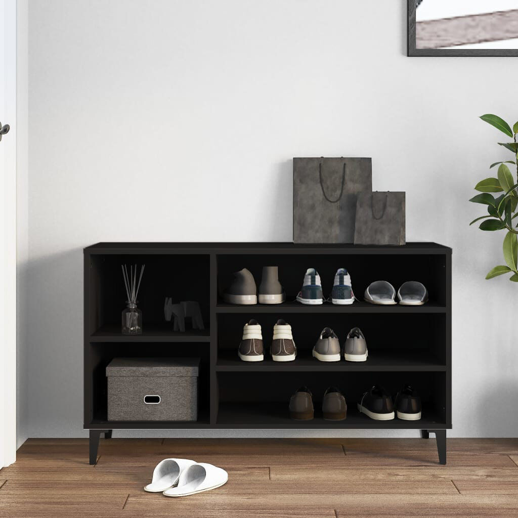 Metro Shoe Cabinet 102x36x60 cm Engineered Wood Black