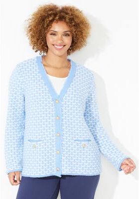 Plus Size Women's Liz&Me® Tweed Button Cardigan by Liz&Me By Catherines in French Blue (Size 3X)
