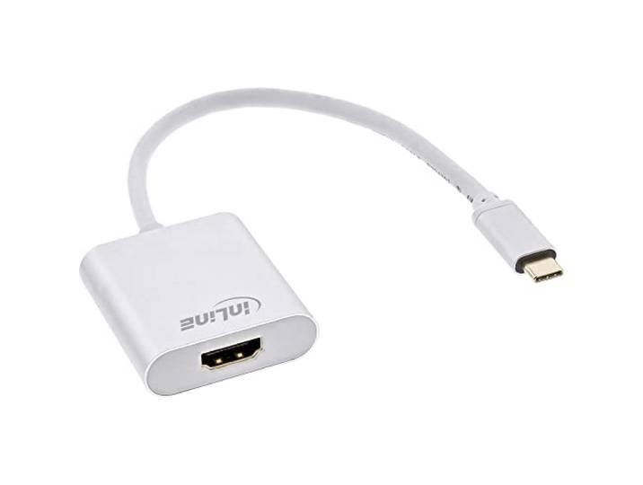 INLINE USB-display converter USB type-C stekker naar HDMI-bus DP Alt Mode 4K2K zilver 0.2m