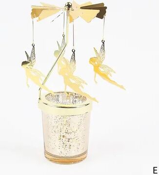 Inspire Daily Merch Carousel Candle Stand, Hot Rotating Candlestick, Hallowmas Home Decoration, Party Room Gift gold B