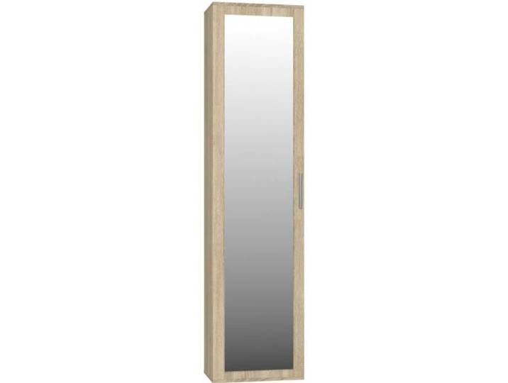ATARA Armoire d'entrée avec grand miroir 180x50x35 cm Deux étagères + porte-cintres Meuble d'entrée