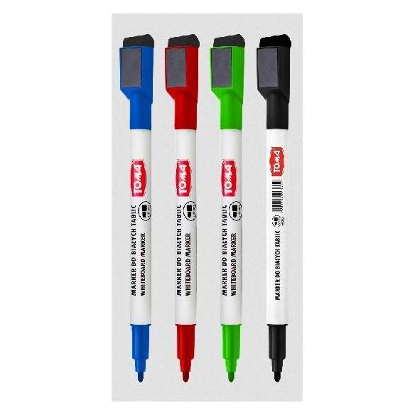 TOM Whiteboard-Marker 4 Farben + Magnet + Radiergummi - 265054 (4x) (265054)