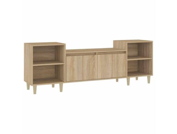 LMTYOENFG TV-Schrank Sonoma-Eiche 160x35x55 cm Lowboard Vielseitiges Fernsehmöbel für Wohnzimmer mit 6 Fächern und Türen für ordentliche Aufbewahrung.