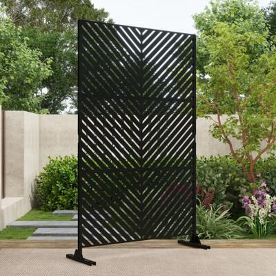 Lumibee Outdoor 75'' x 47'' Metal Privacy Screen Fence Panel Line Pattern
