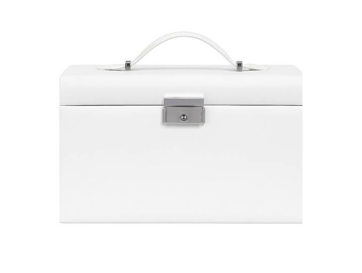JOYFURNOS sieradendoos met 3 lagen, sieradenorganizer met 2 lades, sieradencase met draagbare reisetui, met handvat, afsluitbaar, sieradenopslag, cadeau voor geliefden, wit