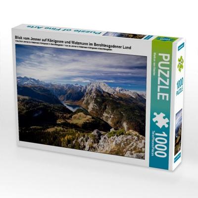 CALVENDO Puzzle Blick vom Jenner auf Königssee und Watzmann im Berchtesgadener Land | 1000 Teile Lege-Größe 64x48cm Foto-Puzzle für glückliche Stunden