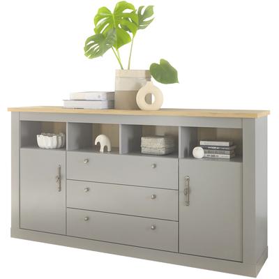 Sideboard HOME AFFAIRE "CHAMBORD", grau (lichtgrau), B:198cm H:104cm T:44cm, Sideboards, Sideboard, Breite ca. 198 cm