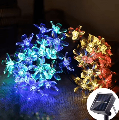 Inspire Picks Solar Sakura Cherry Blossom String Lights 5M Fairy Lights For Garden & Wedding Decor multicolor 5m 20leds
