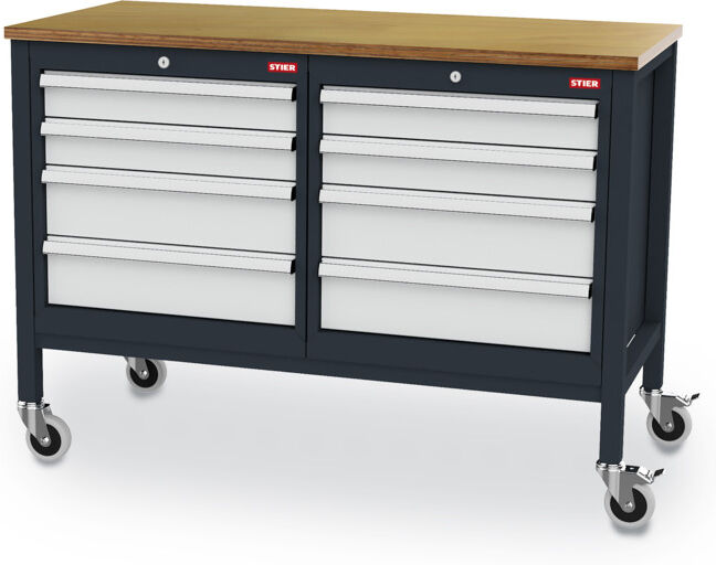 Etabli bureau STIER avec 8 tiroirs lxPxH 1300x600x960 mm (903973)
