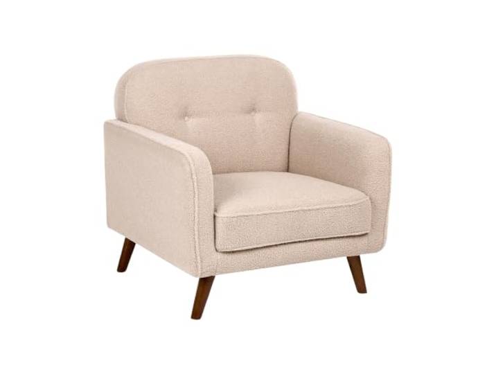 Beliani Sessel Bouclé beige gepolstert Dicke Nähte mit Holzbeinen Armlehnen Knopfheftung klassisches Design Ettrum