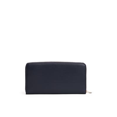 Geldbörse TOMMY HILFIGER "TH ICON LRG ZA", Damen, blau (dunkelblau), Lederimitat, Kleinlederwaren, Damen Geldbeutel, Portemonnaie mit edlem TH-Logoelement
