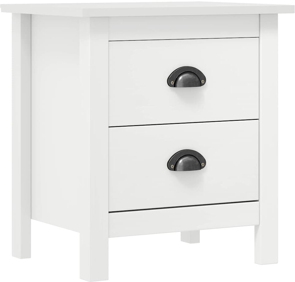 vidaXL Mesita de noche Hill madera maciza de pino blanco 46x35x49,5 cm Blanco