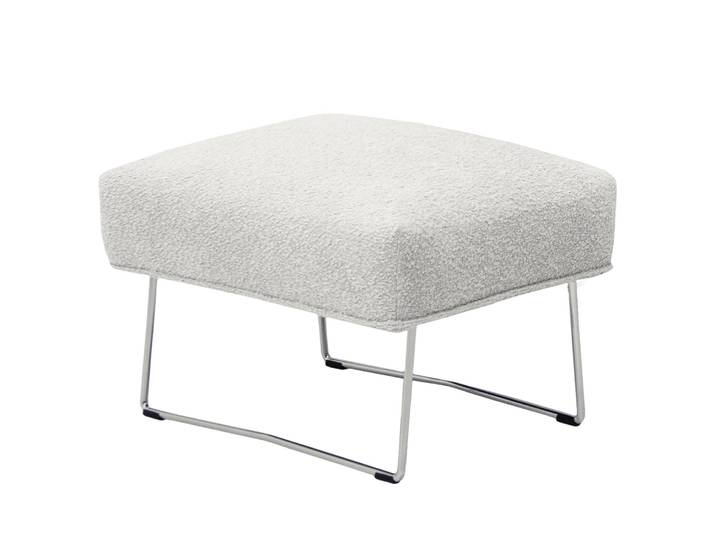 Polsterhocker Caleta 62 x 40 x 50cm Grau Bouclé Stoff Basima: Hellgrau