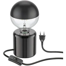ledscom.de Tischlampe TIPO Porzellan rund schwarz Kugel inkl. E27 G125 Kopfspiegel Lampe warm-weiß 660lm