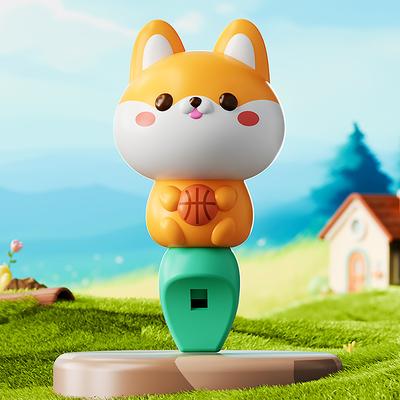 Friendly Fresh Finds Cartoon Shaped Rope Whistle Toy For Kids Fun Rabbit, Dinosaur & Shiba Inu Designs orange
