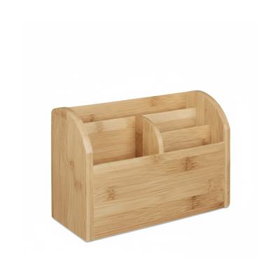 Relaxdays Schreibtisch-Organizer Bambus, Stifteablage, Briefablage, 5 Fächer, Maserung, HBT 15 x 23 x 10 cm, natur