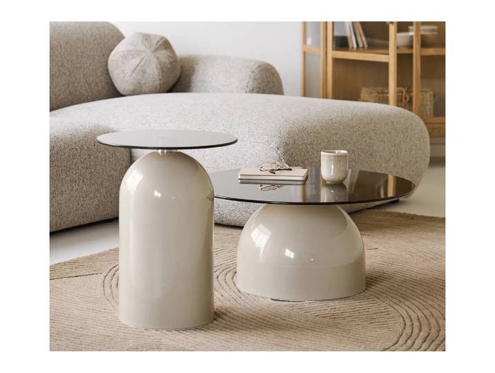 Beistelltisch Aurevik – mit gehärteter Glasplatte - Beige, Grau - Luxusbetten24