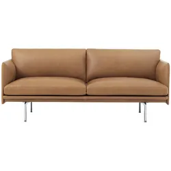Muuto Outline Sofa 2-Sitzer, refine leder cognac / polished aluminium