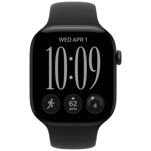 Apple Watch Series 12 46mm Schwarz (Schwarzes Gummi Armband S/M)