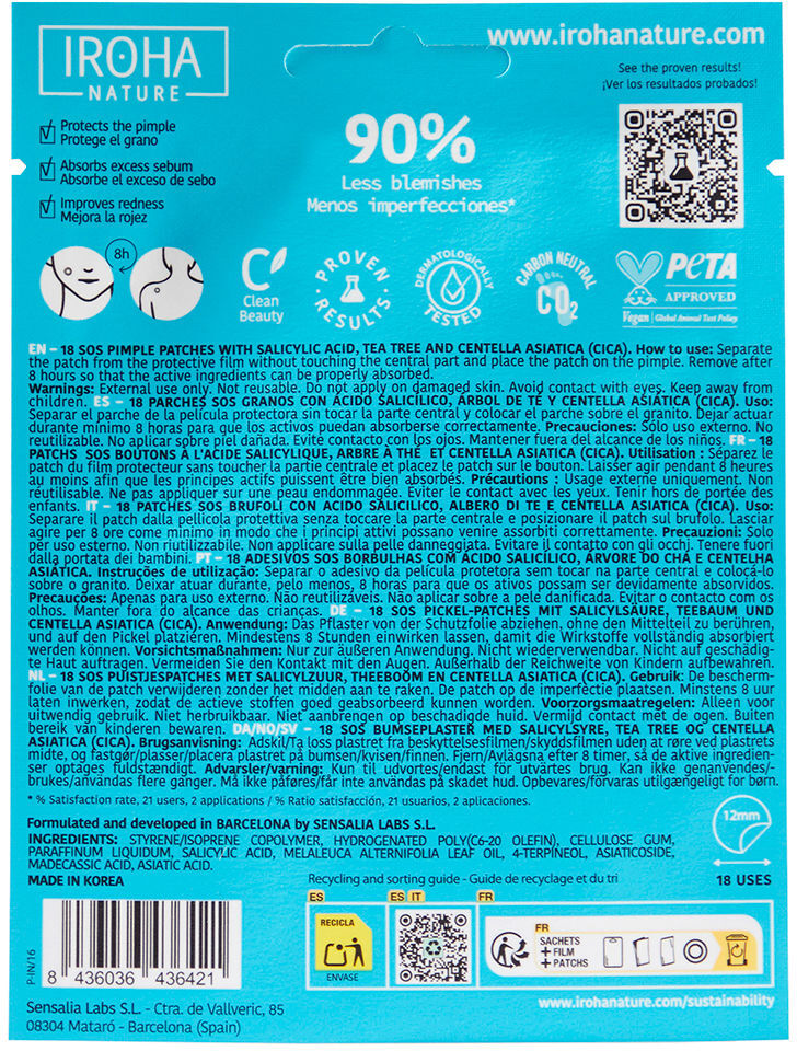 Iroha Nature Sos pimple patches 18 u