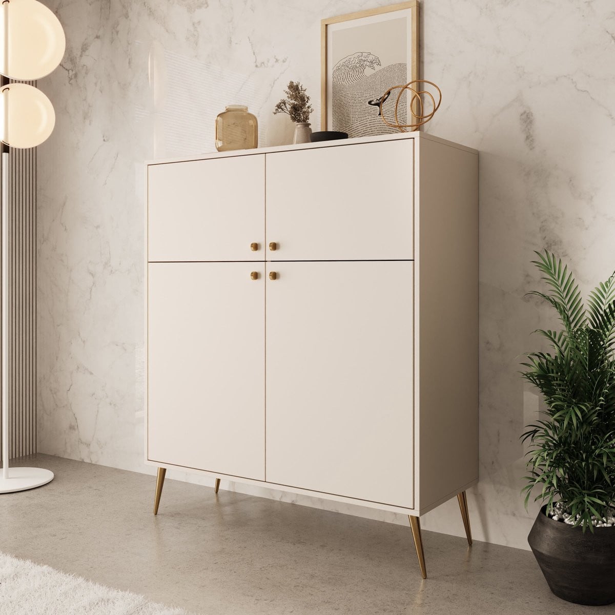 Meubella Reunion Dressoir Beige B/D/H: 105 x 41 x 122 cm