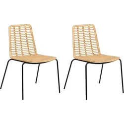 ESSZIMMERSTUHL 2er Set Rattan Naturfarben Taos