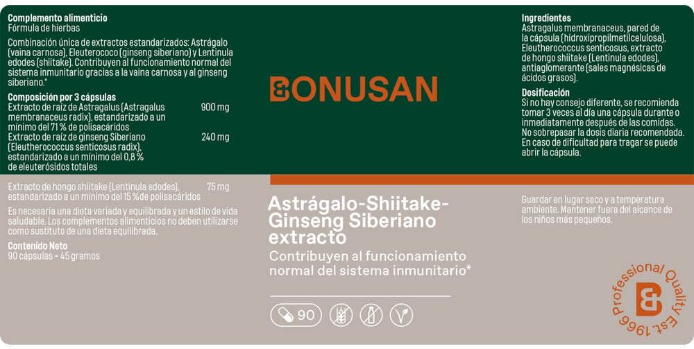 Bonusan Astrágalo ginseng Shiitake 90 caps