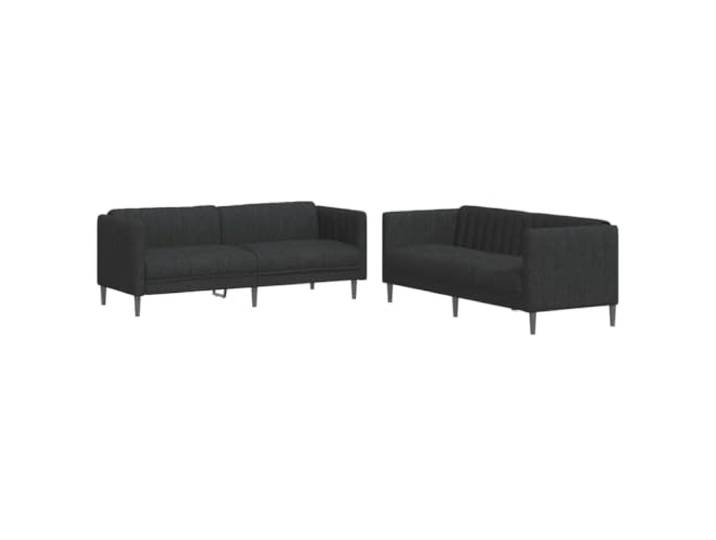 Todiikf 2-TLG Sofagarnitur Schwarz Stoff Polstersofa Couch Set 2+3-Sitzer Bequemes Sitzgruppen Set aus atmungsaktivem Stoff und Holzrahmen fürs Wohnzimmer, ideal zum Entspannen und Plaudern.
