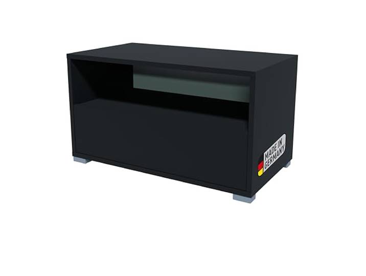 BadeDu Veer Regal mit Klappentür in Anthrazit – 70 x 40 x 38 cm, 2 Fächer, Zeitloses Design und praktischer Stauraum Ideal für Wohnzimmer, Homeoffice & Kinderzimmer, stapelbar – Made in Germany