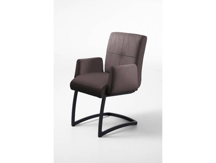 Freischwinger EXXPO - SOFA FASHION Affogato mit komfortablen Armlehnen , braun (schoko, schoko, schoko), B:59cm H:87cm T:69cm, Kunstleder, Metall, Stühle, Freischwinger, attraktiven Kreuznaht in der Rückenlehne