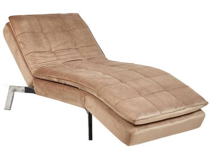 Chaise longue en velours marron clair LOIRET