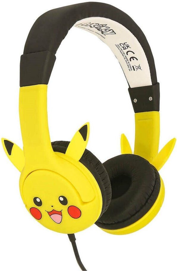 Pikachu OTL On-Ear Børne Headset m. 3D Ører - Max. 85dB - Gul