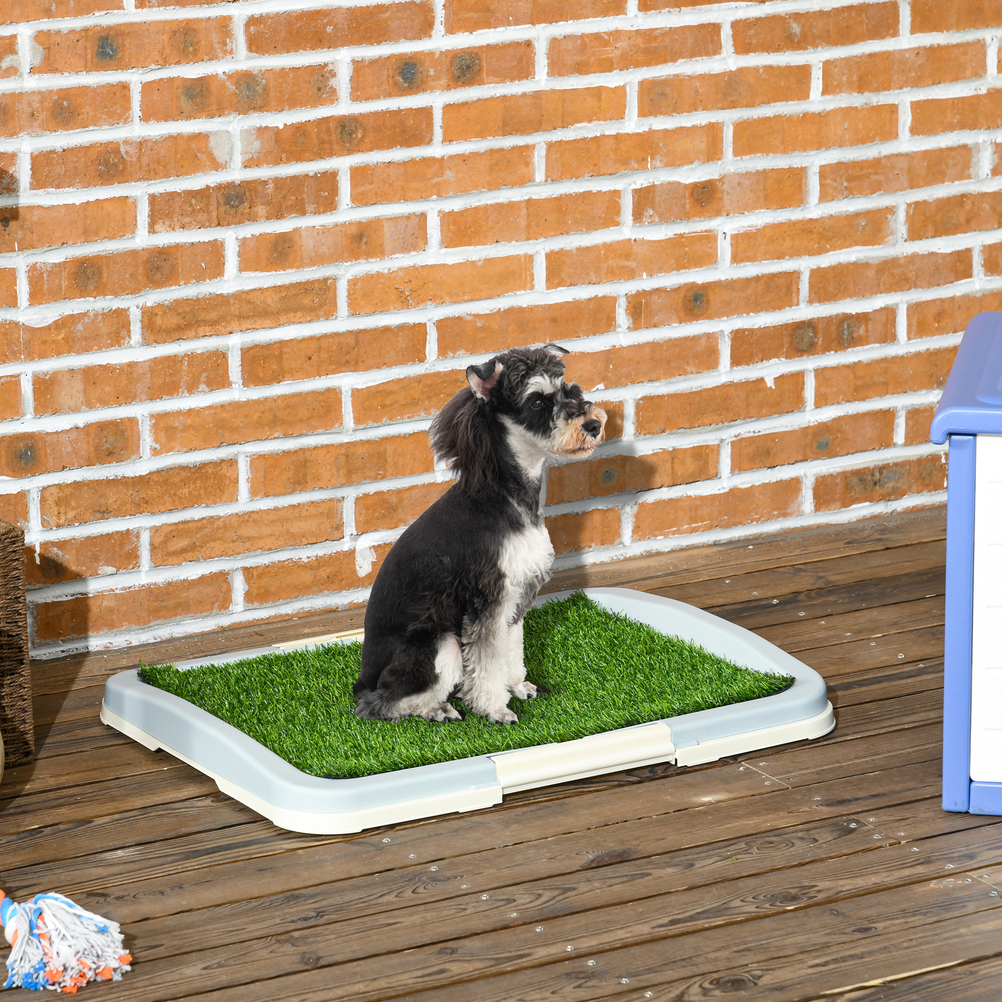 Pawhut Lettiera per Cani 3 Strati con Prato Sintetico, Griglia e Vassoio Inferiore, 63x48.5cm Aosom