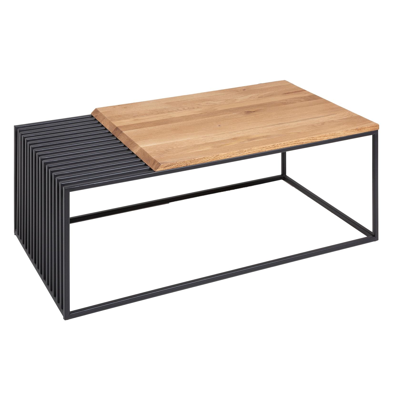 riess-ambiente Couchtisch ARCHITECTURE - 100cm Eiche geölt schwarzes Metallgestell Massivholz