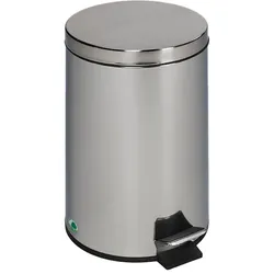 PROREGAL Robuster Tretabfallsammler mit Fußpedal & Inneneimer mit Griff | 5 Liter, HxBxT 28,5x20,5x20,5cm | Edelstahl | Silber | Mülleimer Abfalleimer