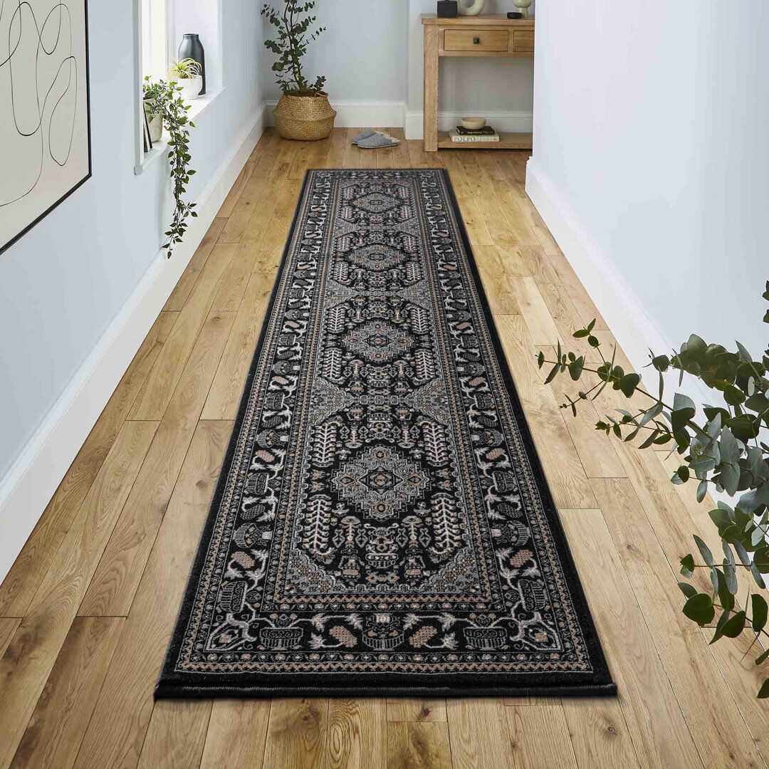 Langley Street Oriental Indoor / Outdoor Area Rug Black Round 120 x 120 cm