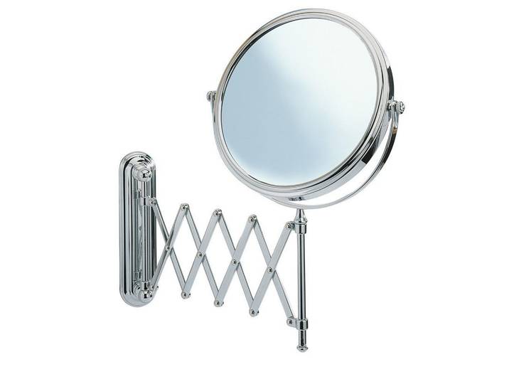 Wenko Kosmetikspiegel mit Teleskoparm Arm Deluxe 48/23/38 cm, Silberfarben, Metall, 23x38x48 cm, Spiegel, Schminkspiegel