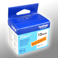 Originalband Brother Btag-T31 12mm x 4m schwarz auf orange nicht laminiert BTAGT31