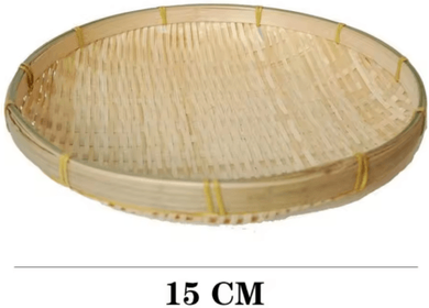 Inspire Picks Handmade Woven Bamboo Bread Basket Tray For Kitchen & Table Serving 15cm