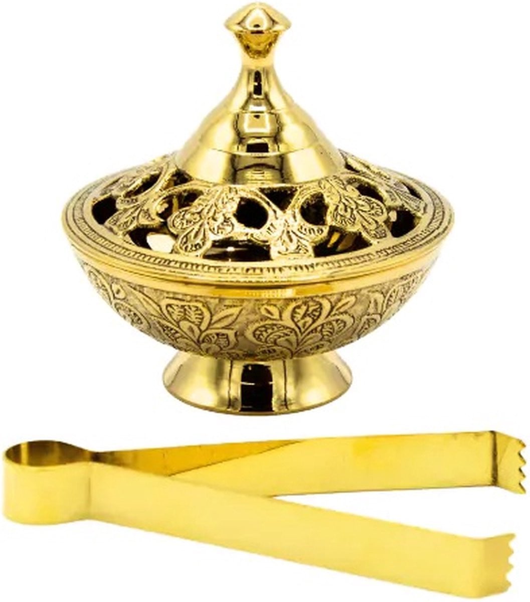 Green Tree Spiritual Gifts Geelkoper Wierookbrander en Tang Set