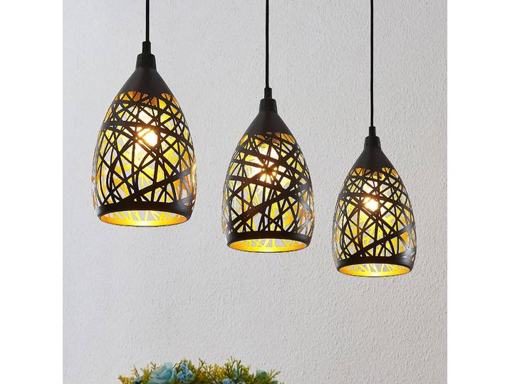 Hängelampe Marcello Lindby, dimmbar, schwarz, für Wohn- / Esszimmer, Metall, Modern, Pendelleuchte