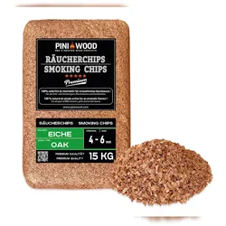 PINI 15 kg Räucherchips Eiche 4-6 mm Smoking Chips Räucherspäne