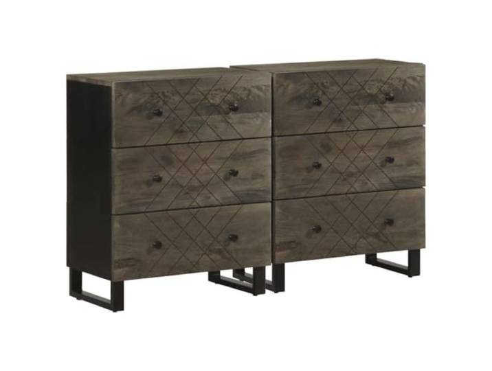 Heofavd Sideboard 2er Set Kommode 60x33x75 cm Mango Massivholz Schwarz